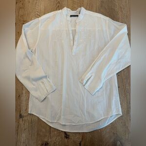 Cubavera Unisex Cotton Long Sleeve Shirt M Popover White